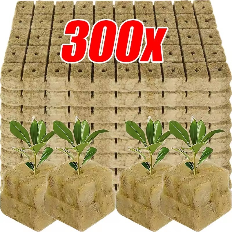 50-300 ชิ้น Hydroponic ปลูกต้นไม้/ฟองน้ําและ Rock Wool Starter Plugs สําหรับบ้านสวนเรือนกระจกสวน