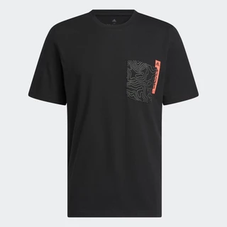 adidas ไลฟ์สไตล์ เสื้อยืดมีกระเป๋าพิมพ์ลาย City Escape ผู้ชาย สีดำ HR3003