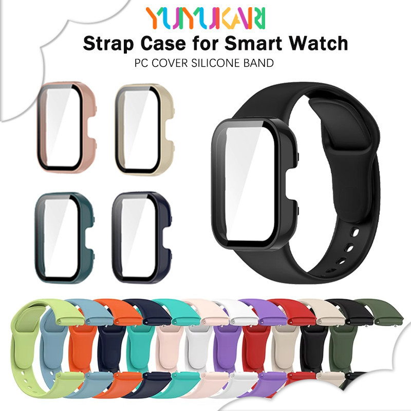กระจกนิรภัยแข็ง PC กรณีซิลิโคนสายรัดสำหรับ for Smartwatch Redmi Watch 3 Active/3 Lite สายยางป้องกันหน้าจอ อุปกรณ์เสริม