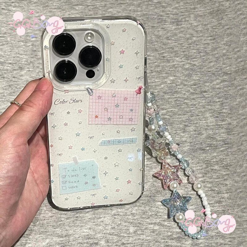 เคสไอโฟน 16 17 13 15 สำหรับ IPhone 11 17 16 15 13 12 14 Pro Max XR XS X Max 16 15 7 8 Plus โซ่ดาวน้อยแวววาว เคส IMD ใหม่