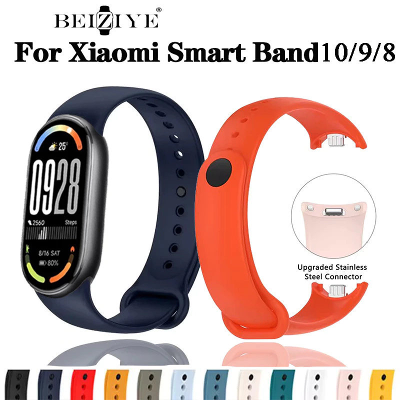 สายซิลิโคนสําหรับ Xiaomi Mi band 10/9 กีฬาเข็มขัดเปลี่ยนสร้อยข้อมือกันน้ํา Xiaomi Smart Mi Band 10 9 สายนาฬิกาอุปกรณ์เสริม