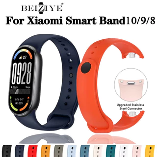 สายซิลิโคนสําหรับ Xiaomi Mi band 10/9 กีฬาเข็มขัดเปลี่ยนสร้อยข้อมือกันน้ํา Xiaomi Smart Mi Band 10 9 สายนาฬิกาอุปกรณ์เสริม