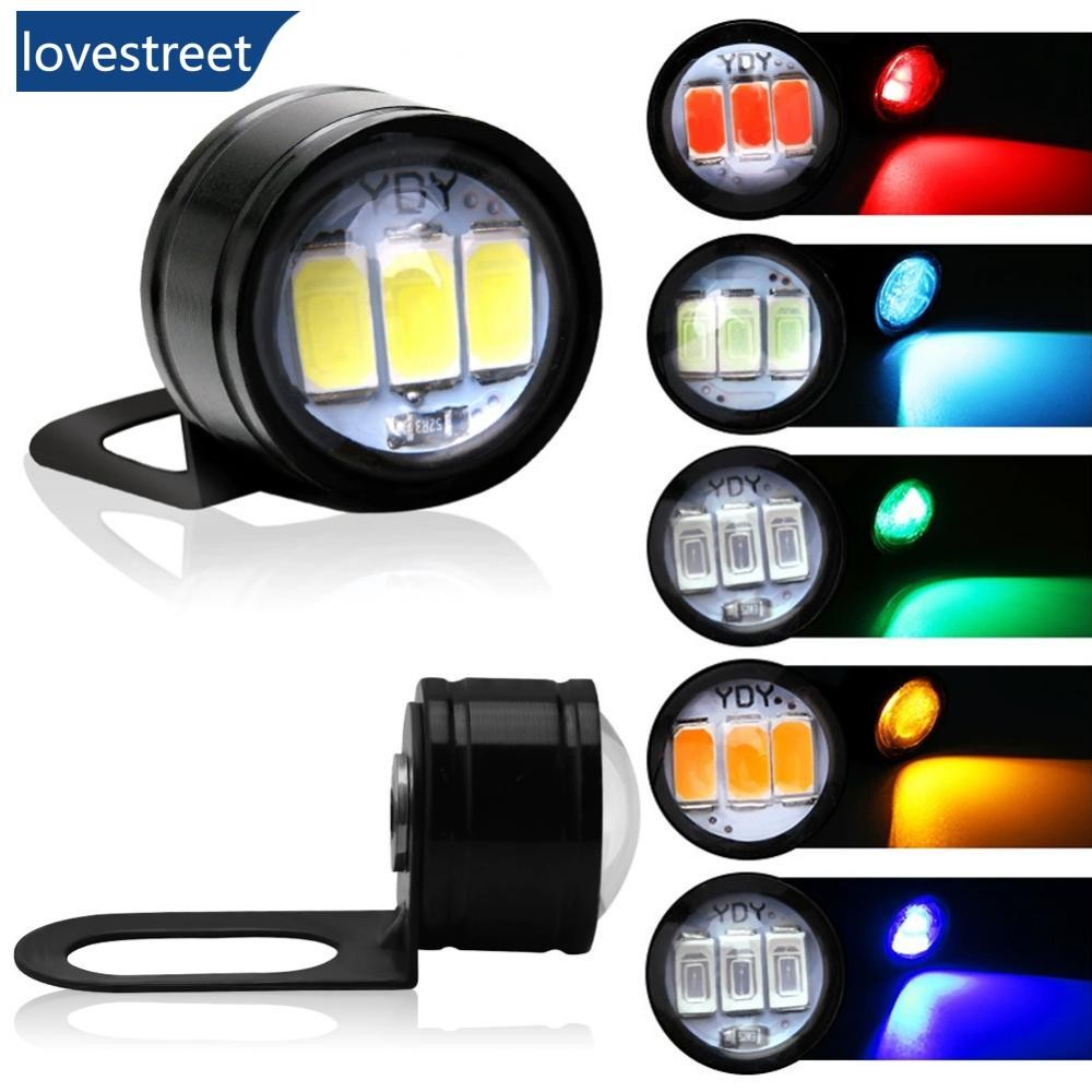 LOVESTREET 2 ชิ้นรถจักรยานยนต์ LED DRL ไฟวิ่งกลางวัน Eagle Eye โคมไฟสํารองรถยนต์ย้อนกลับที่จอดรถไฟเล