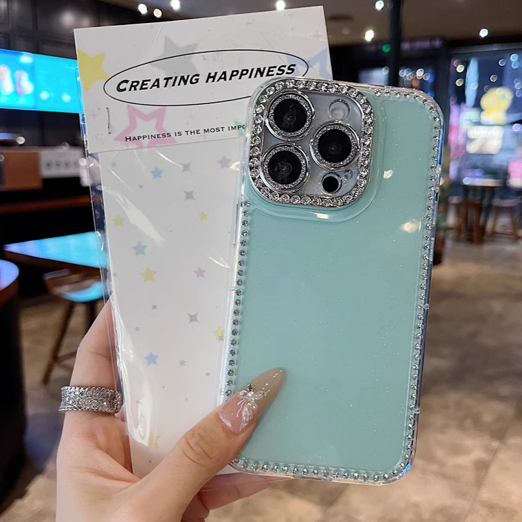 คุณภาพสูงสองด้านเพชรหลุมแววโทรศัพท์มือถือกรณีสําหรับ ไอโฟน 1112 13 14 15 16 มือโปร สูงสุด 14 15 16 บ