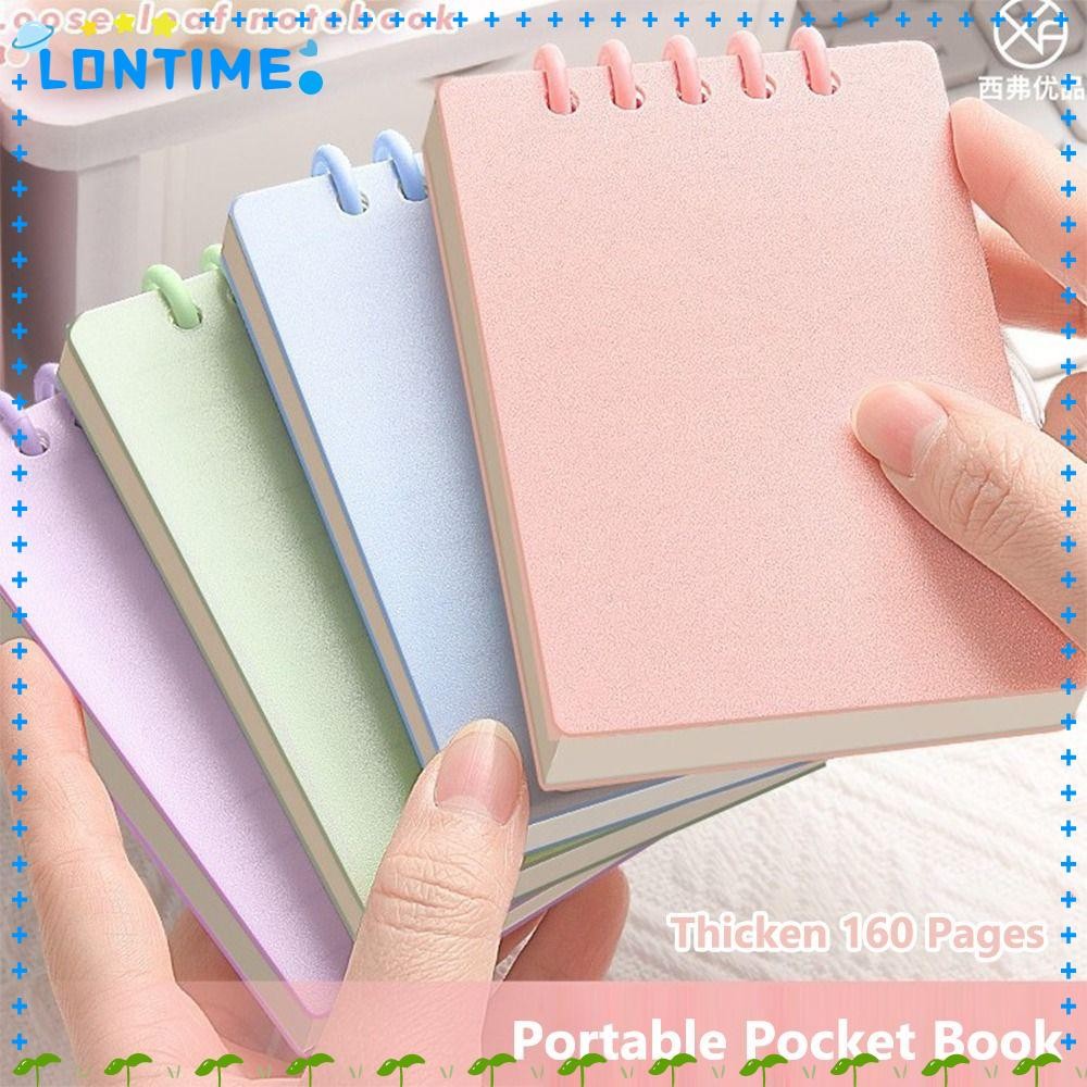 LONTIME Pocket Notebook, 80Sheets Loose-leaf Mini Notebook, Square A7 แนวนอน Line หน้าด้านใน Notepad นักเรียน