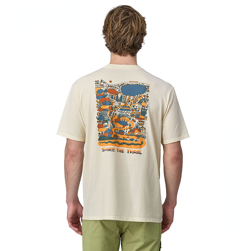 Patagonia Commonrail Pocket 100% Cotton Cool พิมพ์เสื้อยืดสไตล์ลําลอง Unisex สบายทุกการแข่งขัน