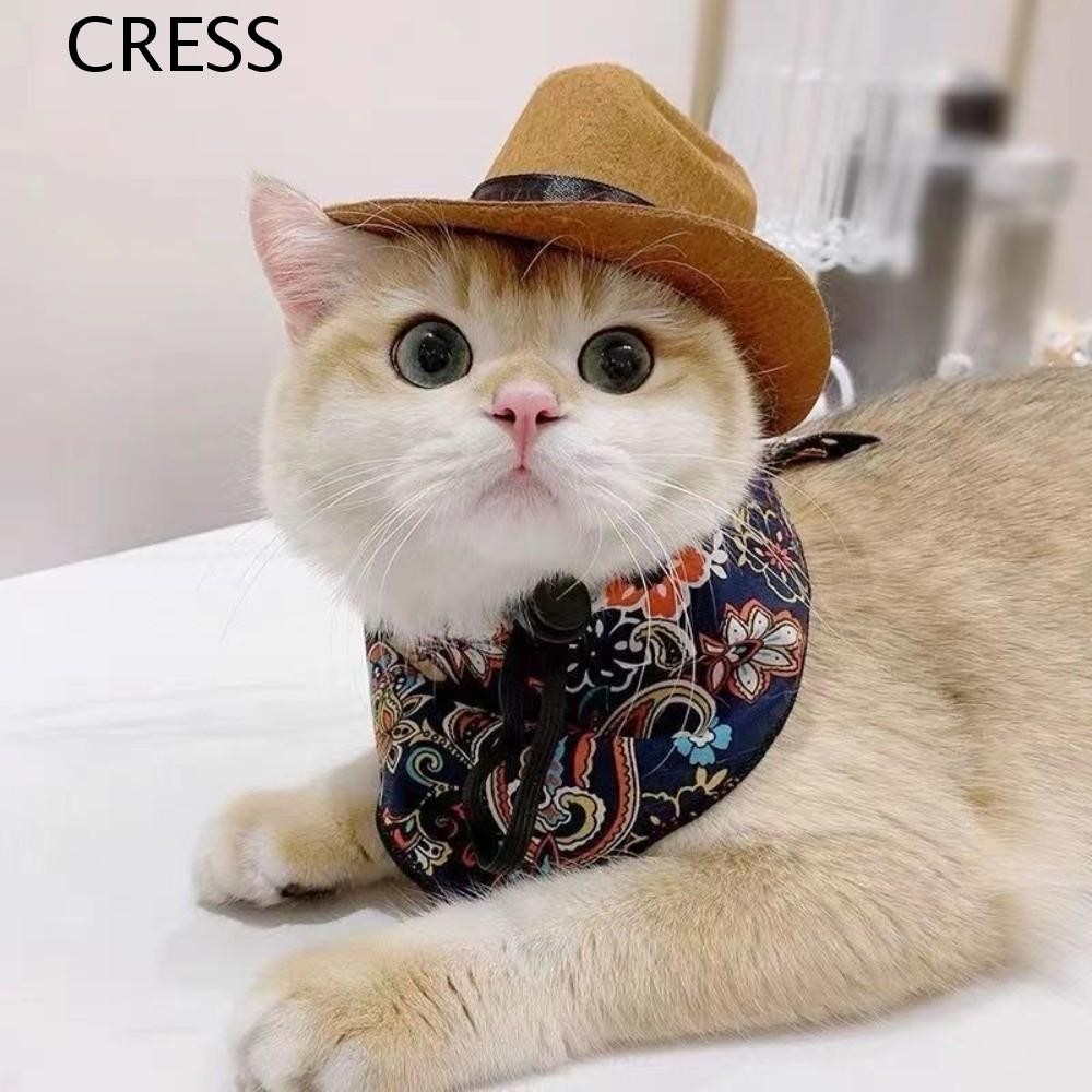 CRESS Pet Western Cowboy Hat Set, Cute Adjustable Pet Cowboy Hat, Puppy Accessory Breathable สบาย Ca