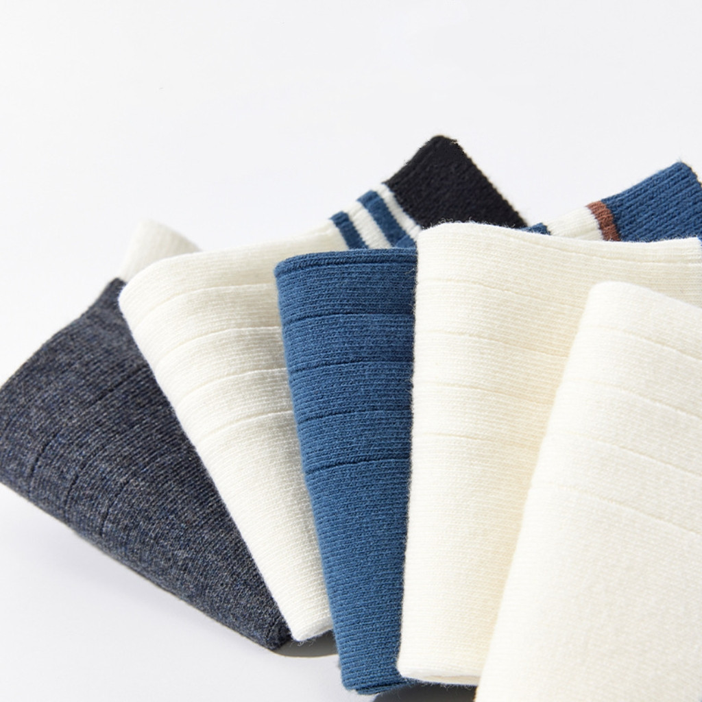 SY SHOP899 ถุงเท้าผู้ชายข้อสั้น ถุงเท้าแฟชั่นเกาหลี (5ลาย/10คู่) เนื้อผ้านุ่มงานถักอย่างดี ใส่สบาย NO.B140/ขีดน้ำเงิน - รูปที่ 6