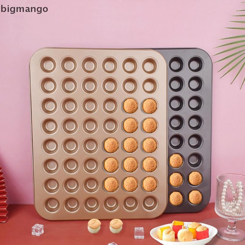 [bigmango] 48 หลุมมินิรอบมัฟฟินเค้ก Pan Cupcake แม่พิมพ์ไม่ติดจานอบเหล็กคาร์บอนเตาอบถาด Pastry Tool Kitchen Bakeware สต็อกใหม่