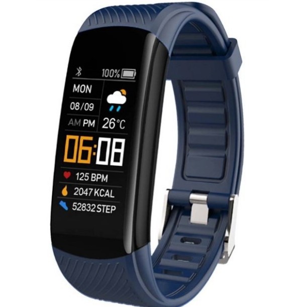 หน้าจอสี C5S เครื่องนับก้าวออกกำลังกายอัตราการเต้นของหัวใจความดันโลหิตการตรวจสอบสุขภาพออกซิเจนในเลือดสร้อยข้อมืออัจฉริยะ