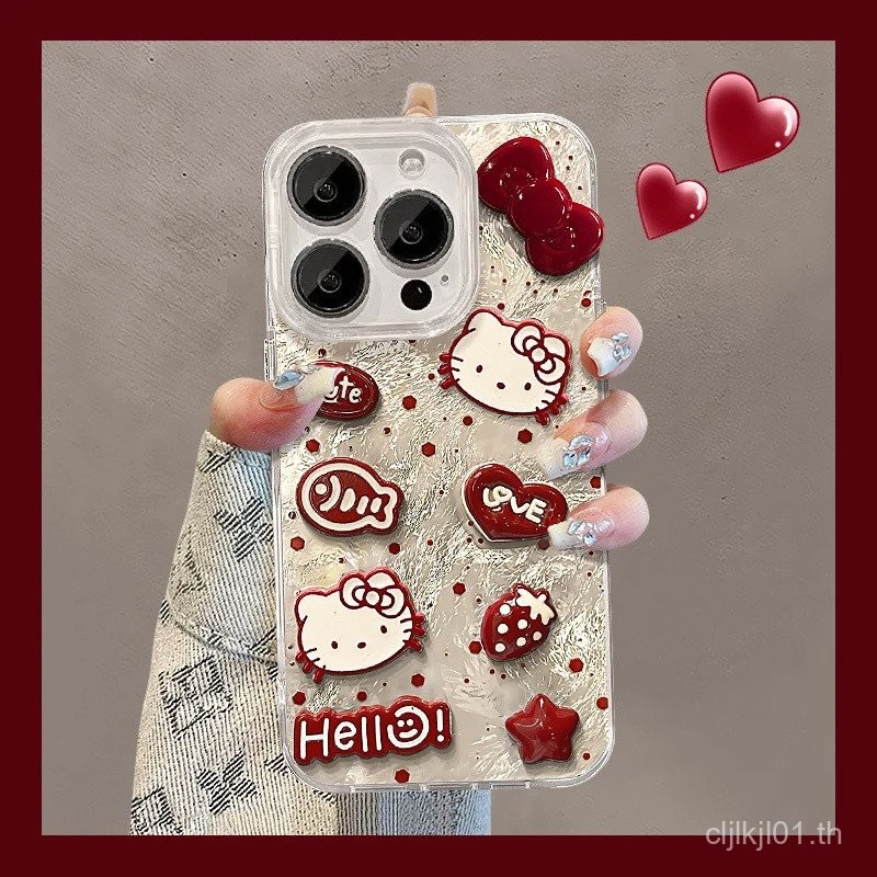 เคสโทรศัพท์ลายแมว 3D น่ารักสำหรับ iPhone 16 15 14 13 Pro รูปที่ 3
