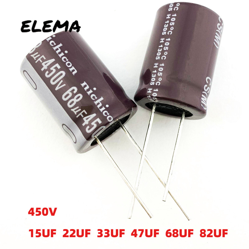 450v Electrolytic Capacitor 15UF 22UF 33UF 47UF 68UF 82UF อลูมิเนียม Electrolytic Capacitor 13*20 16*25 18*25 18*30 มม.ตัวเก็บประจุใหม่เดิม