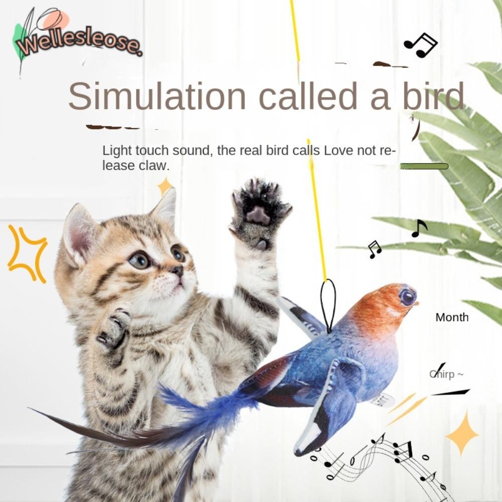 Welle Chirping Bird ของเล่นแมว, ผ้ามีเสียง Cat Teaser ของเล่น, ตลก Interactive Bite-proof สัตว์เลี้ยงจําลองนกของเล่นอุปกรณ์สัตว์เลี้ยง