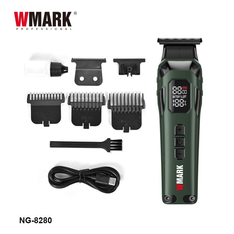 Wmark ปัตตาเลี่ยนแกะสลักความเร็วสูงใหม่ DLC ปัตตาเลี่ยนไฟฟ้าชาร์จร้านทําผม NG-8280