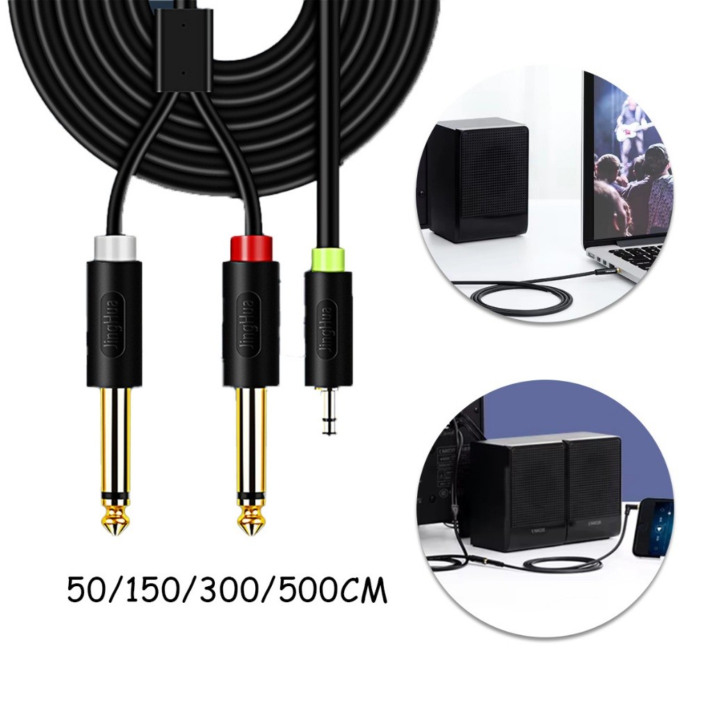 สายสัญญาณเสียง แจ็ค 3.5 มม.ตัวผู้/TS 6.5 มม.เชื่อมต่อโทรศัพท์ PC เครื่องเสียง 1 ออก 2 ราคา ถูกที่สุด ดีลบีเคเค แกลเลอรีภาพที่ 5