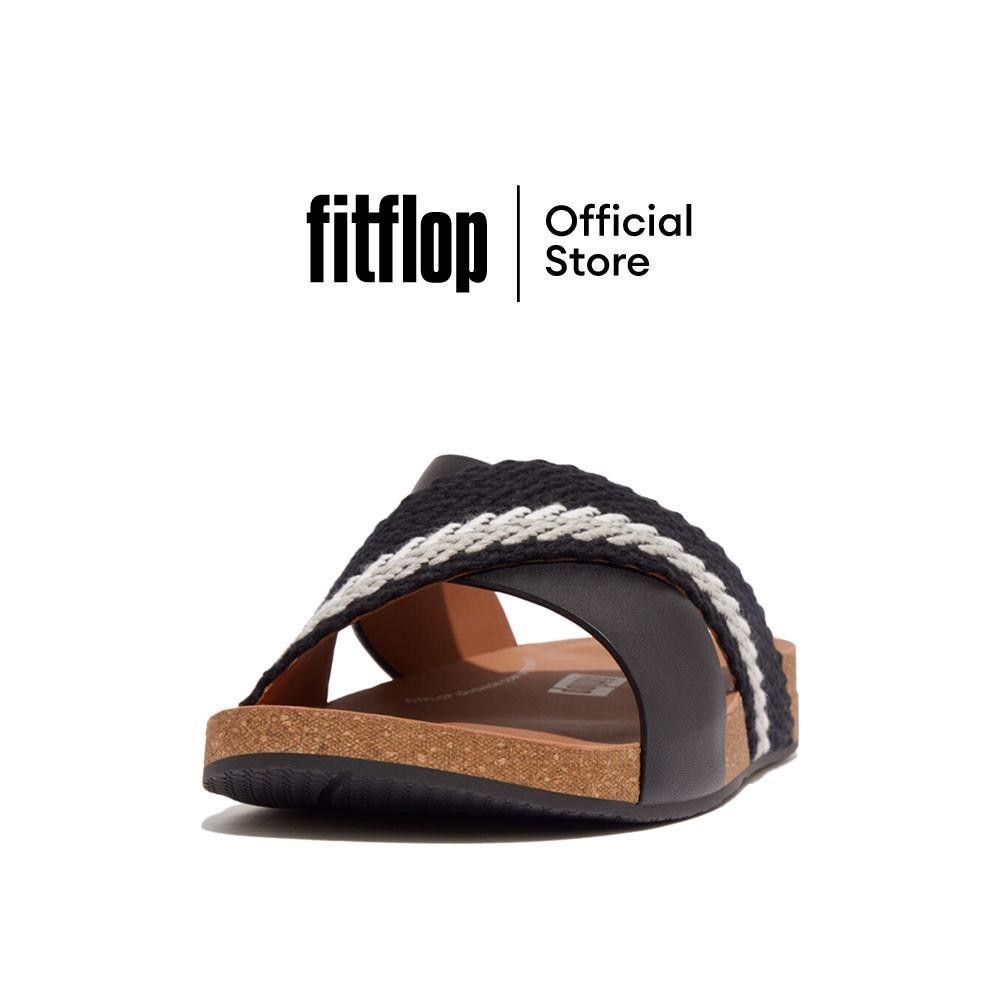 FITFLOP IQUSHION WEBBING/LEATHER CROSS รองเท้าแตะผู้ชาย รุ่น GZ2-001 สี BLACK