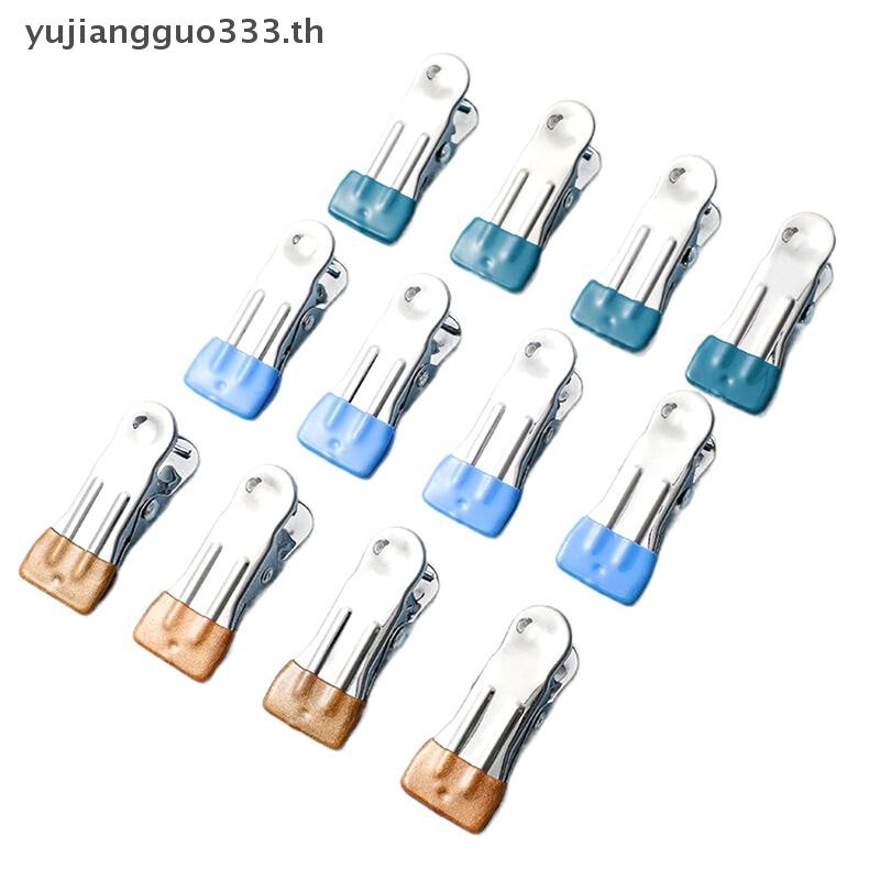 # yujiang # 10 ชิ้นสแตนเลสเสื้อผ้า Peg ในครัวเรือนคลิปปิดผนึกอเนกประสงค์ Windproof Non Slip Trace Fixed Clamp Airing ที่หนีบผ้า