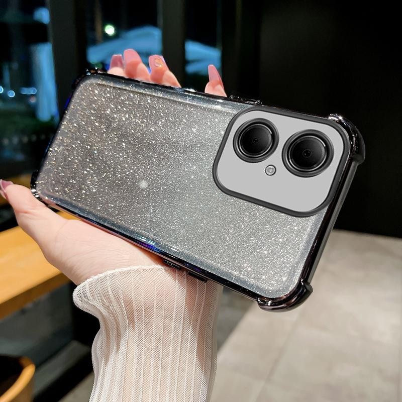 เคสสําหรับoppo A3 pro 5g OPPO A3X A3 สีชมพูประกายเคสโทรศัพท์กันกระแทกกระต่ายกระจกแต่งหน้าพร้อมที่วางซิลิโคนTPU Soft case XXXDA - รูปที่ 4