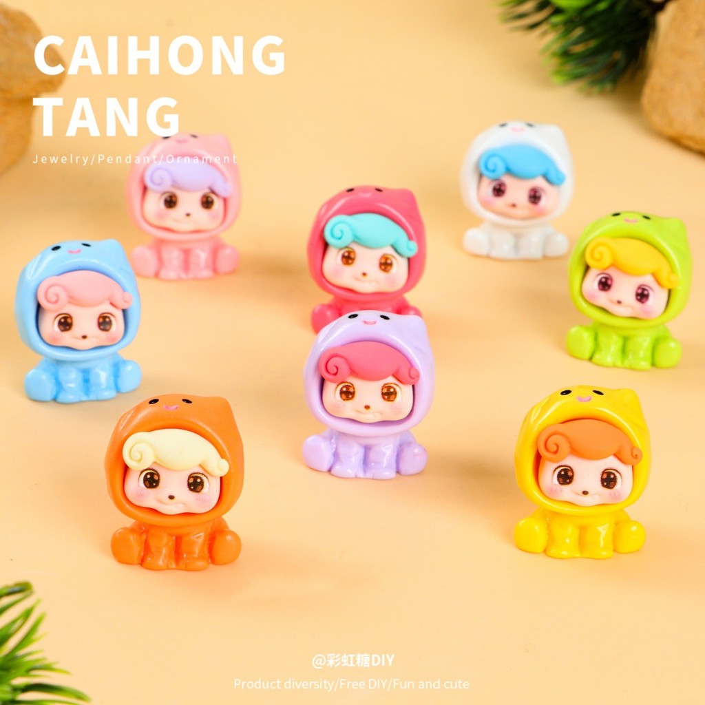 8 ชิ้นนั่ง Q เด็กน่ารัก 3D เรซิ่น Charms สําหรับ DIY (7-284)