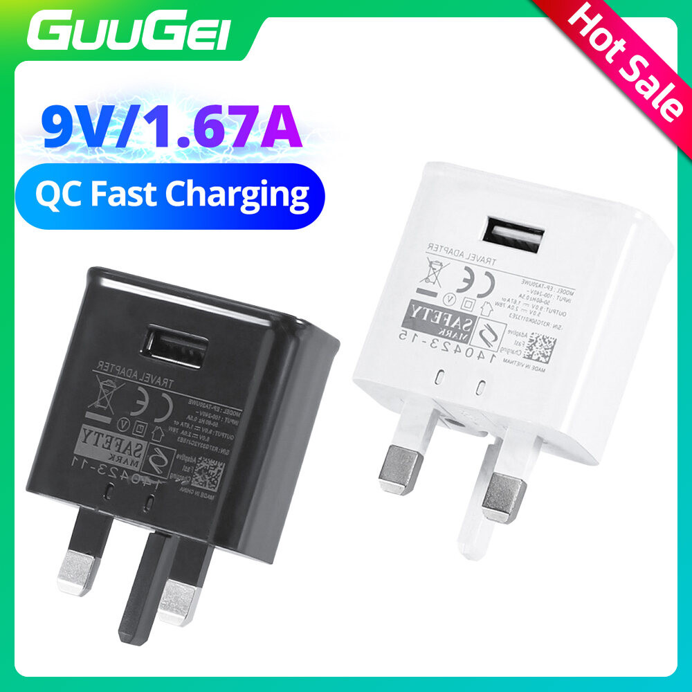 GUUGEI Samsung UK Fast Charger USB Power Adapter 9V1.67A Quick Charge Type C สําหรับ Galaxy S10 S8 S