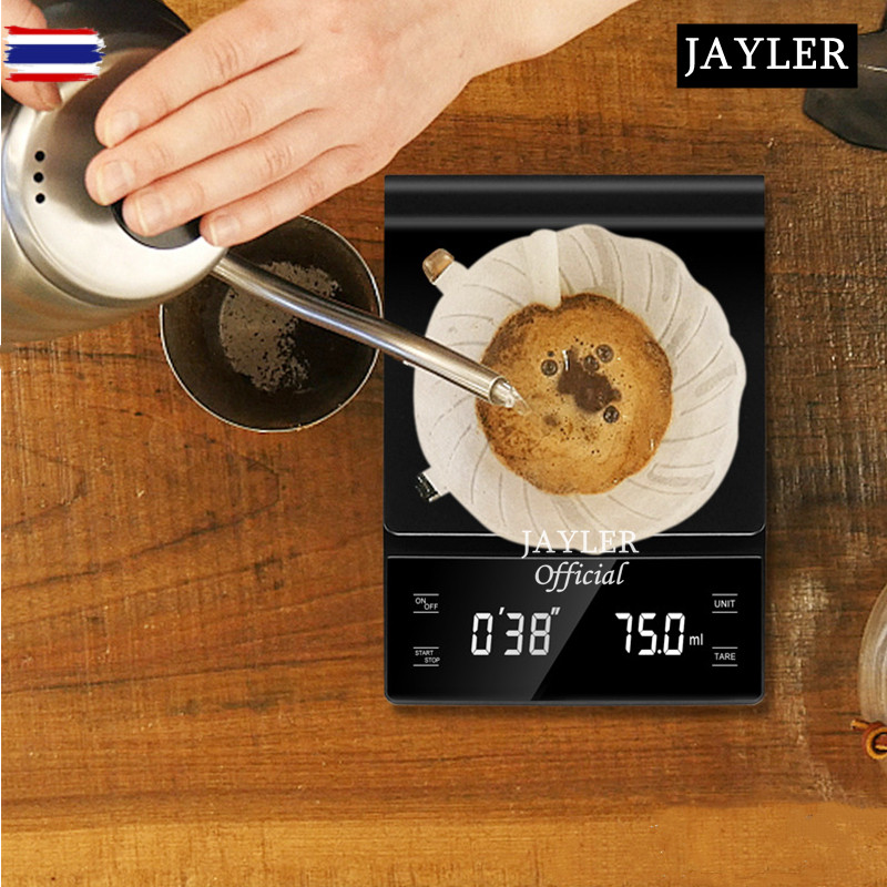 เครื่องชังกาแฟ เครื่องชั่งกาแฟดิจิตอล EK6002 เครื่องชั่งกาแฟดริป มีนาฬิกาจัเวลาในตัว มีแผ่นซิลิโคนกั