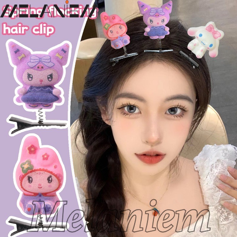 กิ๊บติดผม Sanrio Kuromi Flocking - กิ๊บติดผมฤดูใบไม้ผลิ 3D Cinnamoroll - แฟชั่น, การ์ตูน, Kawaii - คลิปปากเป็ดหน้าม้าด้านข้าง - เครื่องประดับผมเด็กผู้หญิง
