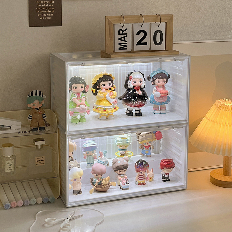 WISE ตู้โชว์ตุ๊กตา กล่องใส่โมเดล โชว์ของเล่น ของสะสม art toy ตู้โมเดล กันฝุ่น กล่องเก็บโมเดล กันฝุ่นกันความชื้น มีฝาปิด