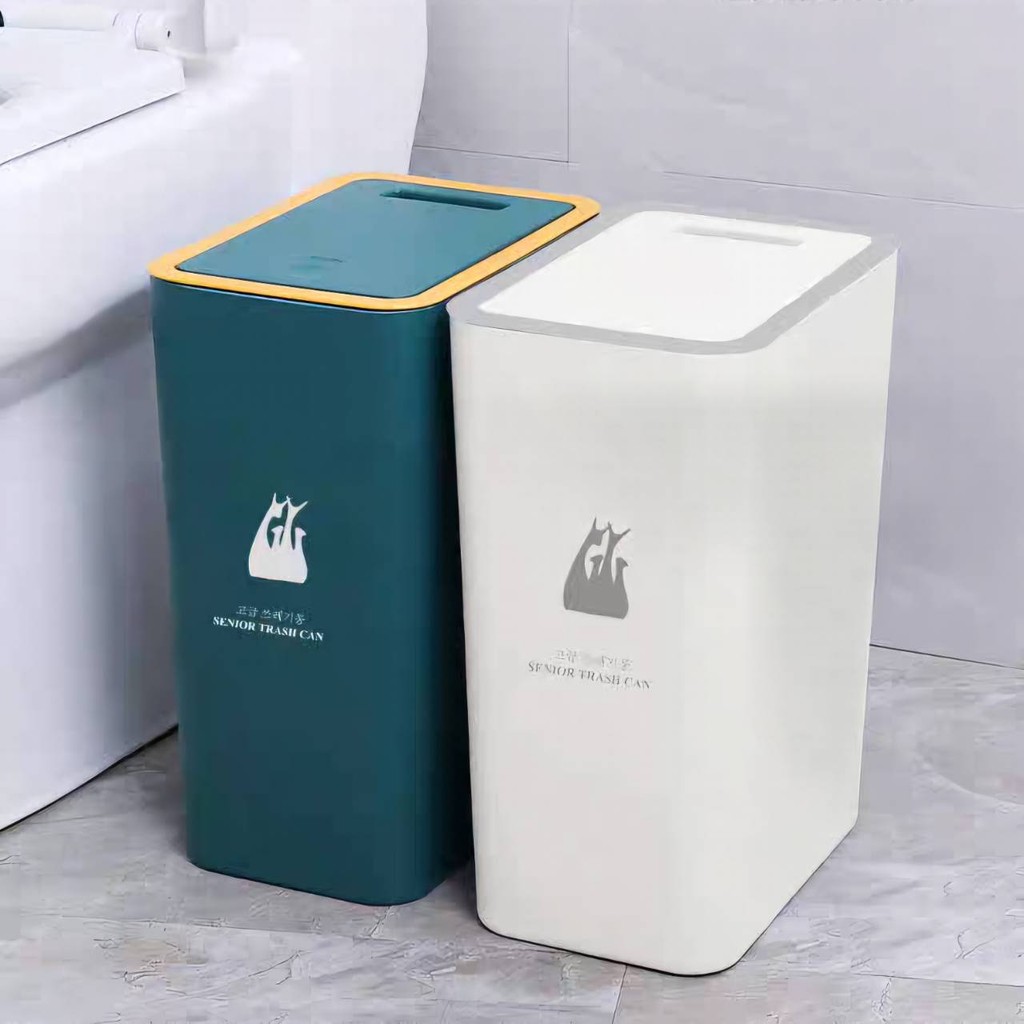 ถังขยะฝากด ไว้ในห้องนอน เก็บกลิ่น ฝาปิดป๊อปอัพ  ถังขยะมินิมอล - รูปที่ 2