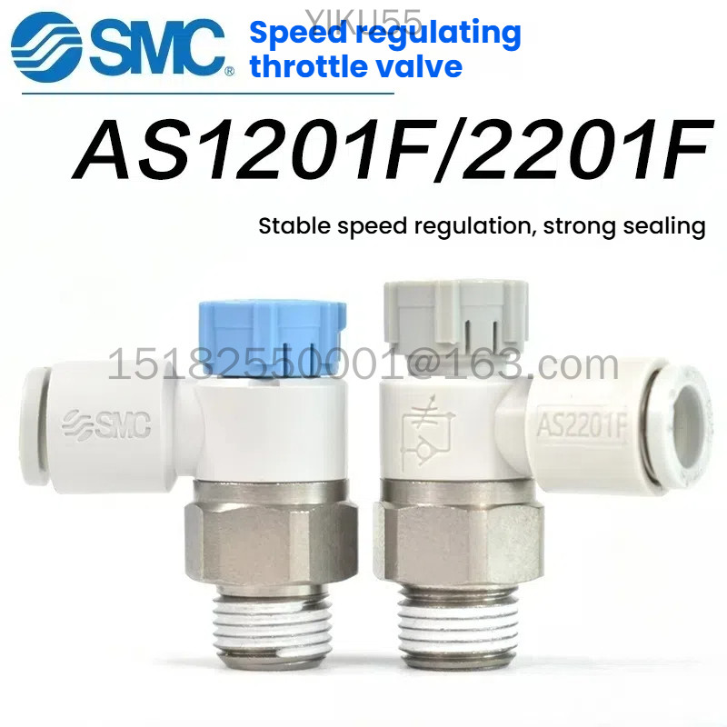 Smc ข้อต่อนิวเมติก AS1201F/2201F-M5/01/02-04A/06A/08SA กระบอกคันเร่งความเร็ววาล์วหมุนเวียน