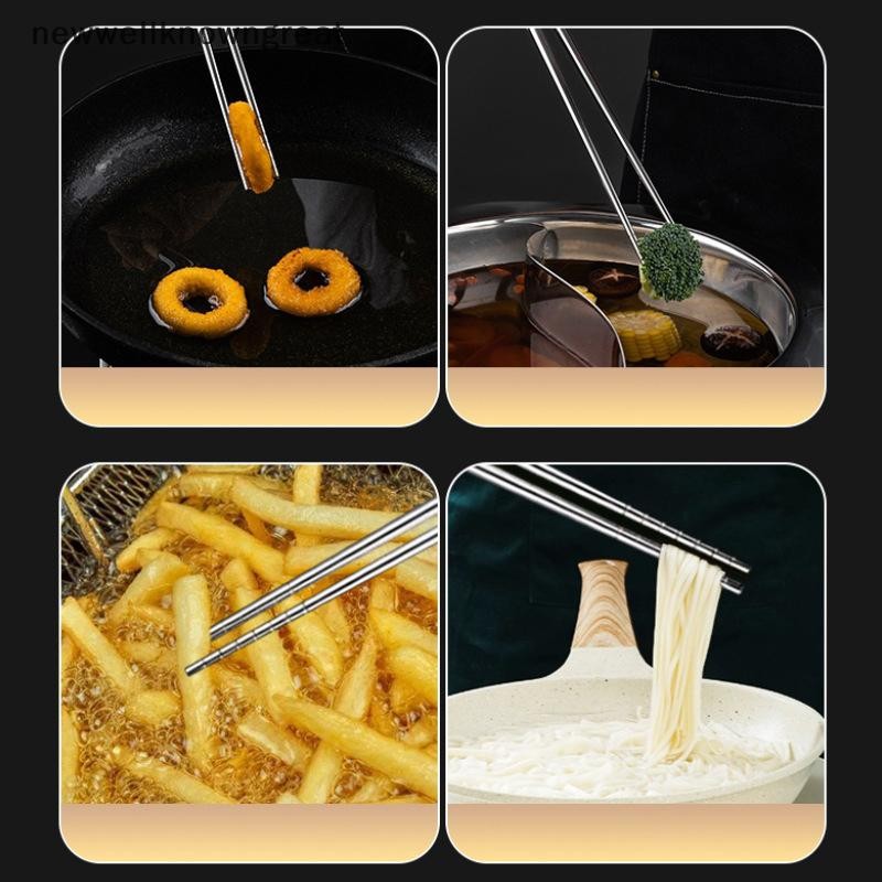 ใหม่wellknowngreat ตะเกียบสแตนเลส ตะเกียบยาว ทําอาหาร ก๋วยเตี๋ยว หม้อไฟทอดลึก ตะเกียบจีน ตะเกียบโลหะแบบใช้ซ้ําได้ บนโต๊ะอาหาร CAD - รูปที่ 6