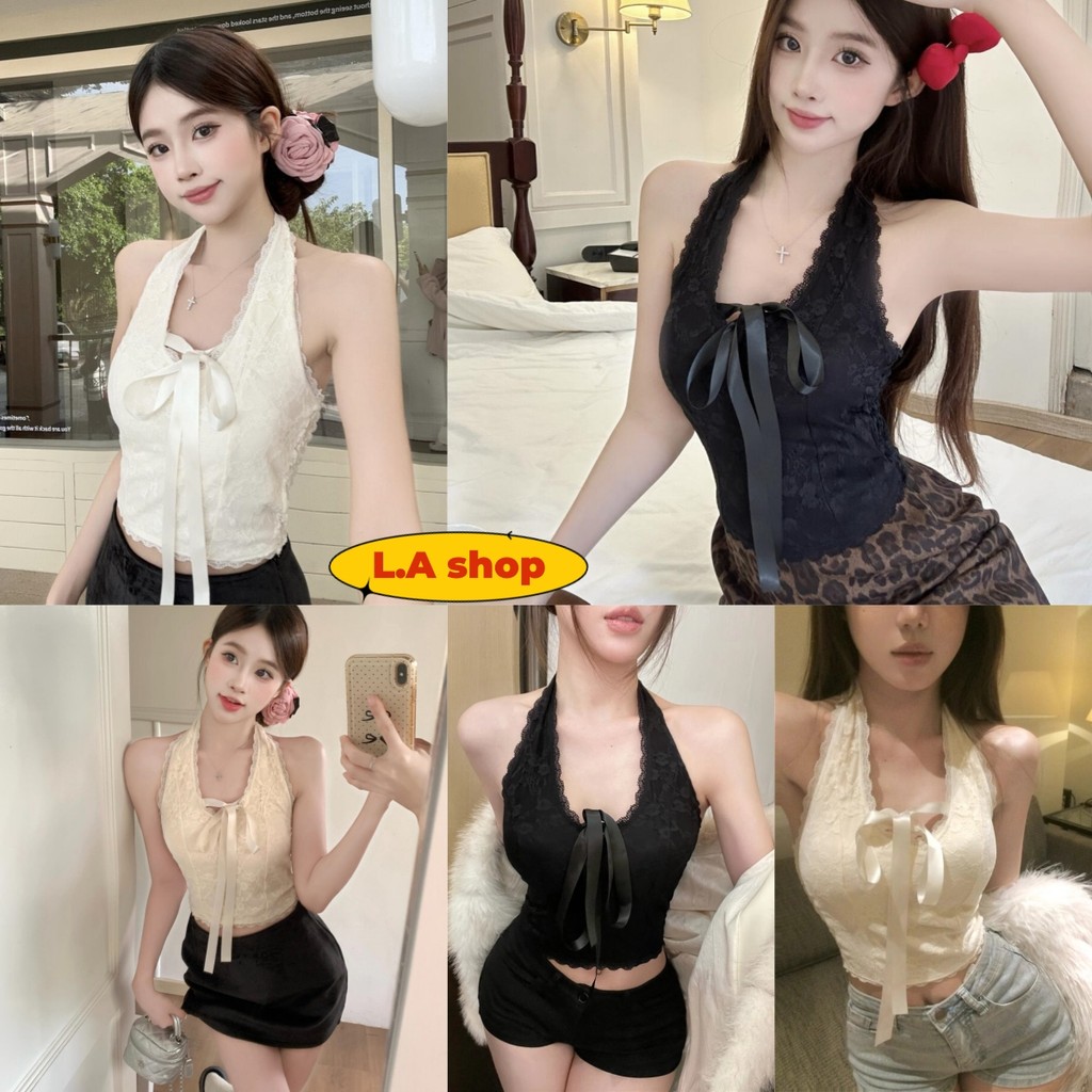 L.A Shop สไตล์ใหม่ เสื้อคล้องคอ มีฟองน้ำ ใส่สบายมาก ยืดตามตัว สีพื้น "FY2042"