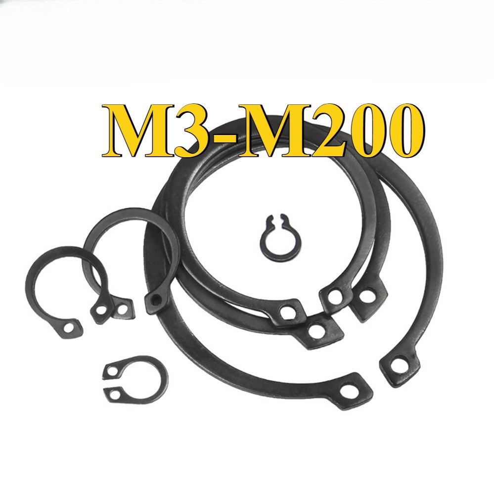 แหวนยึดสําหรับเพลา (สีดํา) แหวนยึดแบริ่ง 65Mn เหล็กแหวนยึดแหวน M3-M200 (ZQ-RM-PH)