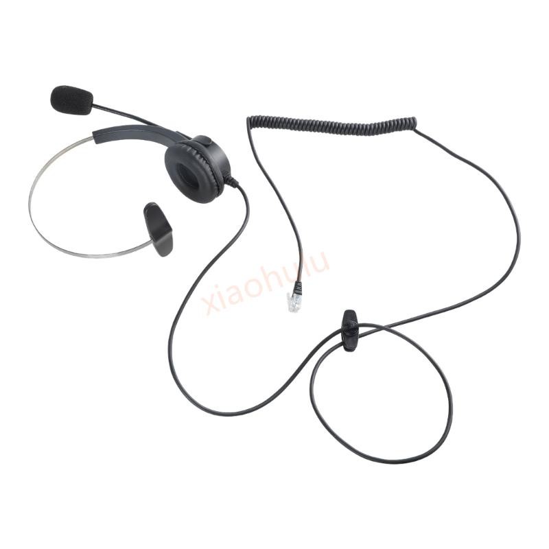 Xhl 4-Pin RJ11 Monaural Wired Operator Call Center ชุดหูฟังโทรศัพท์หูฟัง BK