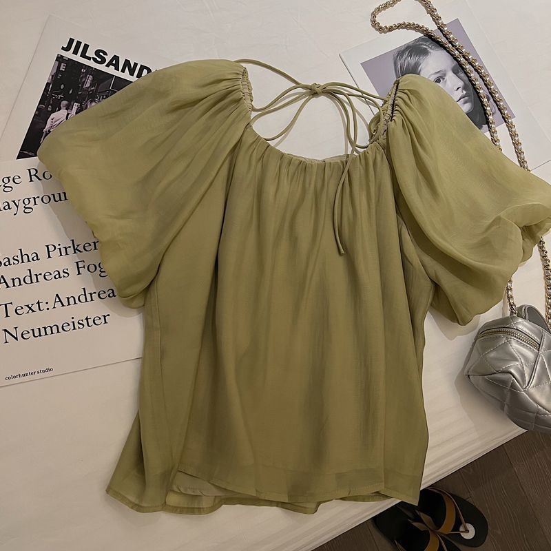 ⭐Fern Shop ฤดูร้อนแขนสั้นเสื้อผู้หญิงด้านบนระบายอากาศสไตล์เกาหลี