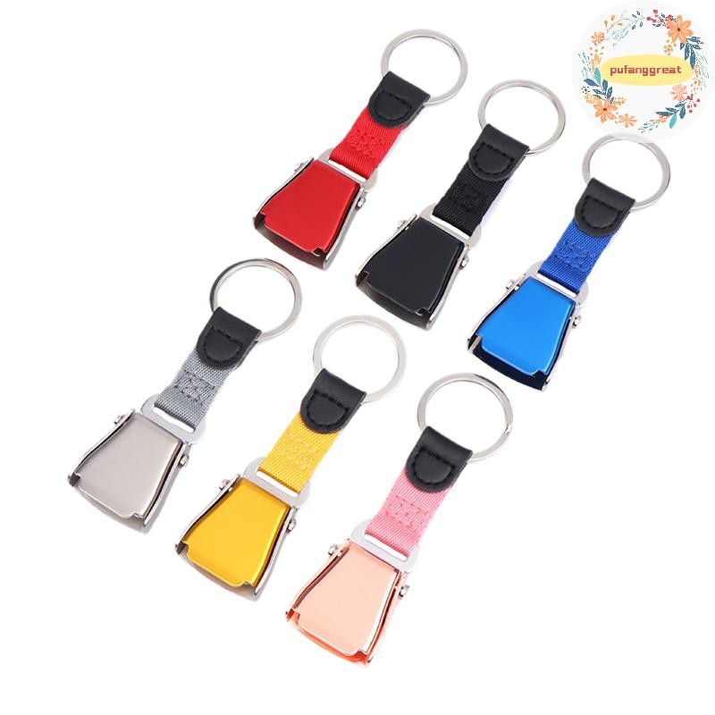Pufanggreat 1PC Mini Safety Seatbelt เครื่องบินหัวเข็มขัดสายคล้องพวงกุญแจสําหรับเที่ยวบิน Keyes เครื
