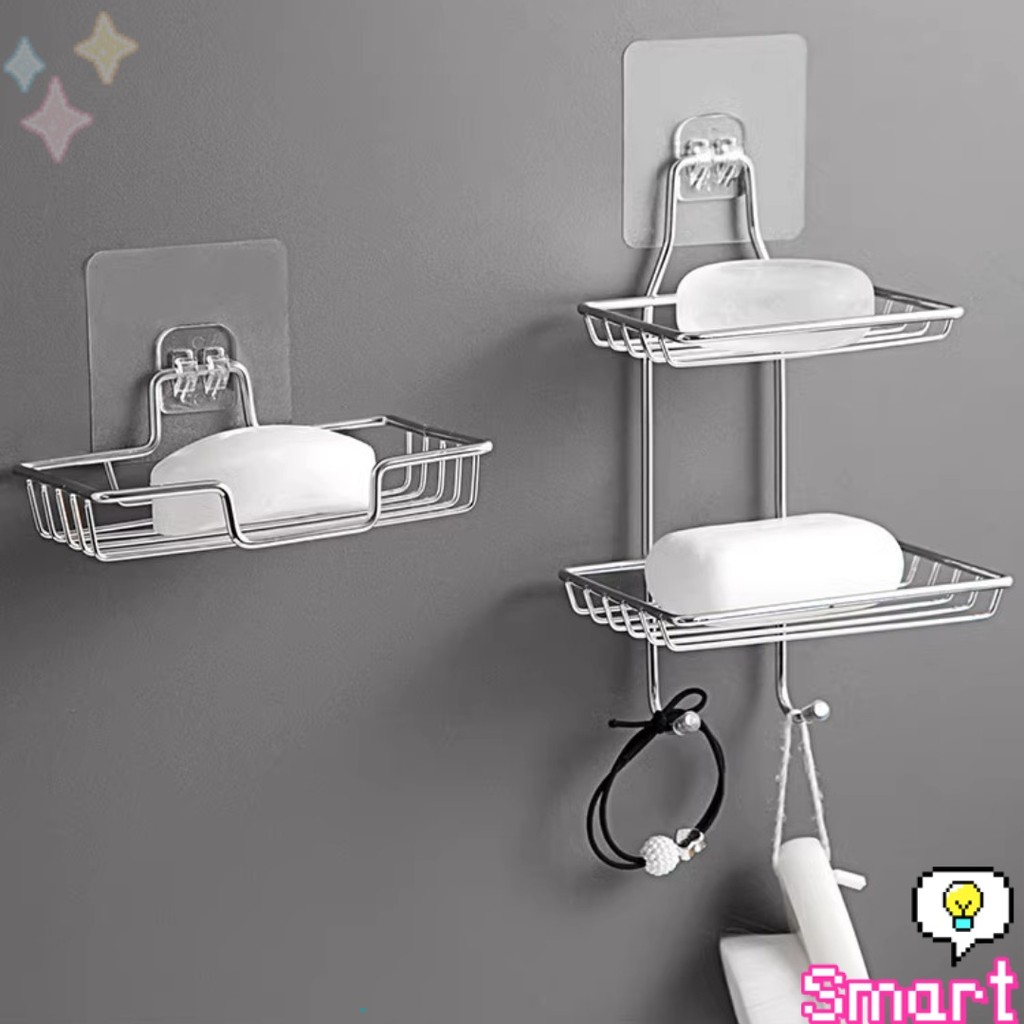 ที่วางสบู่สแตนเลส ชั้นวางของ ไม่ต้องเจาะผนัง วางสบู่ ฟองน้ำ  soap dish