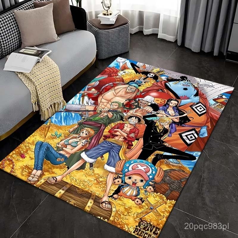 Anime One Piece Luffy 3D Printed Carpet Suitable for Bedroom Anti-Slip Home Decor Carpet Cartoon Vel