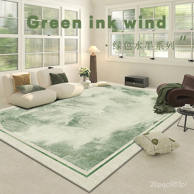 120*160CM Chinese Style Velvet Carpet Green Ink Floor Mat for Livingroom Bedroom Tatami Carpet Room 