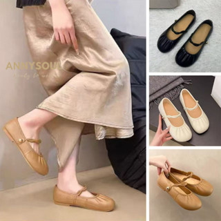 รองเท้าส้นแบนหัวปิดหญิง พื้นแบน เดินได้นาน