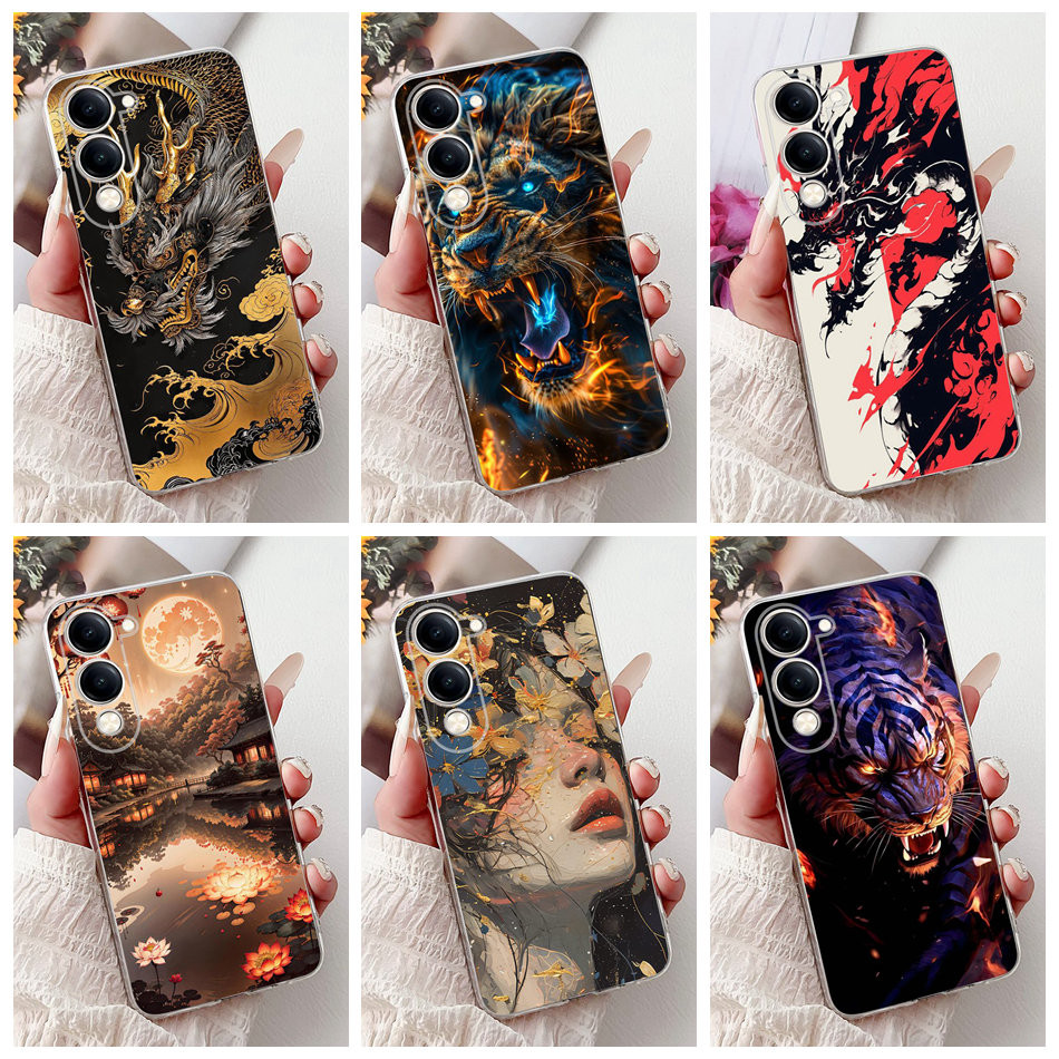 สําหรับ Vivo Y04 2025 ใหม่ Cool Dragon ภาพวาดปลอก VivoY04 Y 04 4G V2430 ซิลิโคนนุ่ม TPU เคสโทรศัพท์