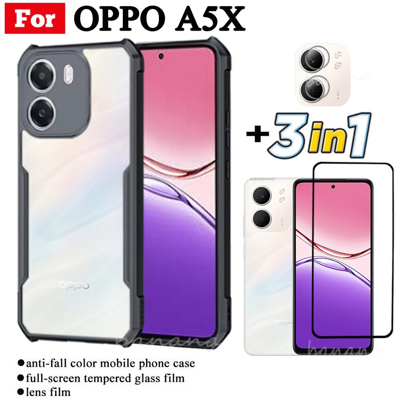 3 IN 1 OPPO A5X Anti-fall โทรศัพท์มือถือสําหรับ OPPO A5i A5 Pro A3X A5 ฟิล์มกระจกนิรภัย + ฟิล์มเลนส์
