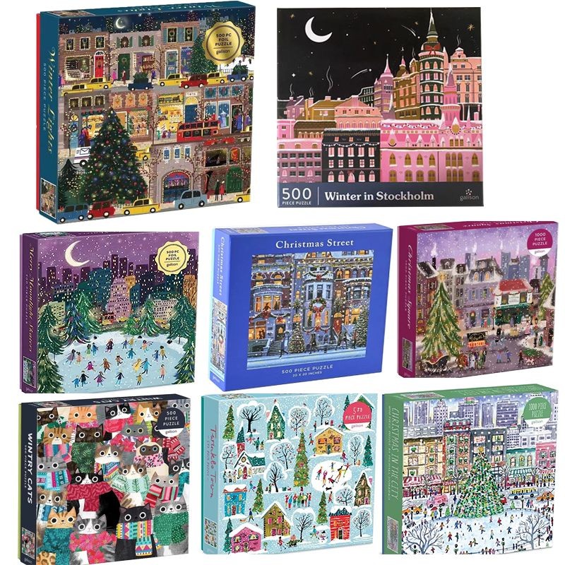 1000/500 ชิ้นของปริศนาผู้ใหญ่ กาลิสัน บีบอัดปริศนาของขวัญวันเกิดโต๊ะเกมคู่