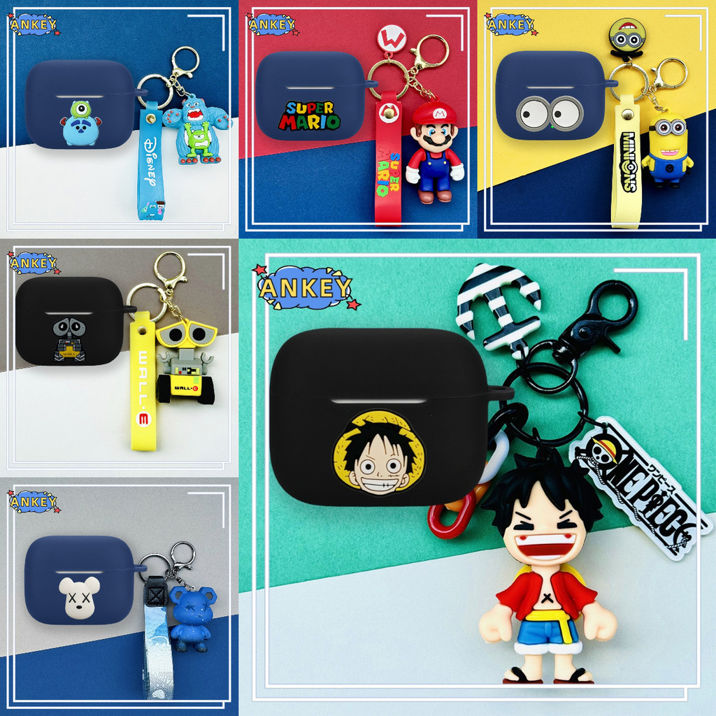 For OPPO Enco Buds 3 / Buds3 Pro Earphone Silicone Case Earbuds Lovely Monster Soft Protective Headphone Cover Headset Skin with Pendant