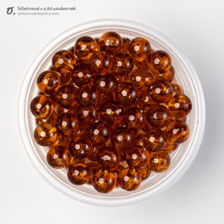 ลูกปัดเม็ดกลม ขนาด 8 มม. สีน้ำตาลใสโปร่งใส Rich Brown Transl…