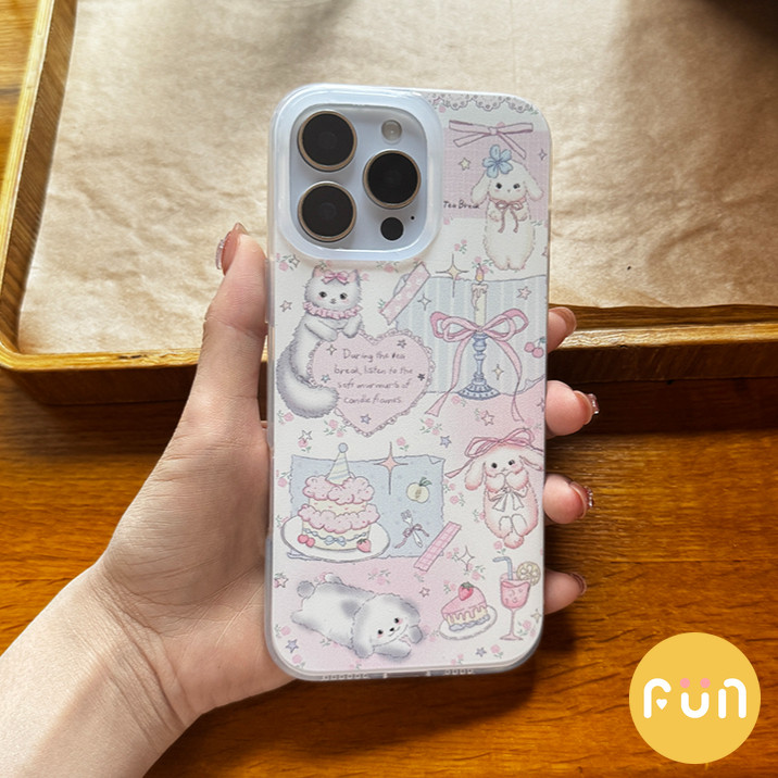 น่ารักเค้ก Bowknot Cat Bunny สุนัขโทรศัพท์มือถือสําหรับ iPhone 16 15 Plus 14 13 12 Pro Max 11 11Promax Anti-scratch IMD โทรศัพท์มือถือปกหลัง Shell ราคา ถูกที่สุด ดีลบีเคเค แกลเลอรีภาพที่ 3