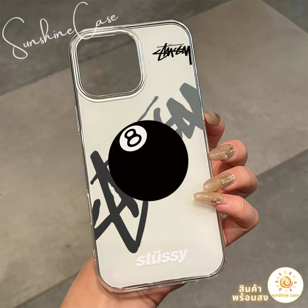 ส่งจากไทย เคสสำหรับไอโฟน14 บิลเลียดสีดำ แบรนด์แฟชั่น เคสใสครีม ป้องกันโทรศัพท์ for IPhone13 12 11 14PLUS 15 16Pro PROMAX