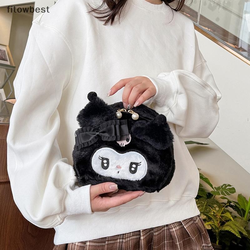 Fbth Kawaii Sanrio Plush Kuromi Melody Make Up กระเป๋าเครื่องสําอางการ์ตูนขนาดใหญ่ความจุกระเป๋าแบบพก