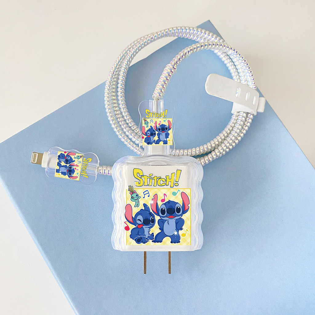Cute Stitch Charger protector ฝาครอบป้องกันสายเคเบิลข้อมูล ตัวป้องกันสายเคเบิล Charger Case สําหรับ 
