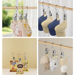 ปลีก/ส่ง ที่หนีบผ้าสเตนเลส กันลื่น แบบพกพา สีสันสดใส คลิปเก็บเสื้อผ้า ประหยัดพื้นที่