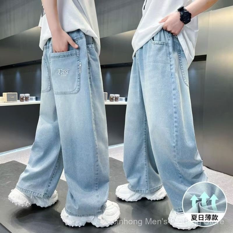 ยีนส์ฤดูร้อนเด็กชาย 2025 เสื้อยืดใหม่ กางเกงเด็กชาย